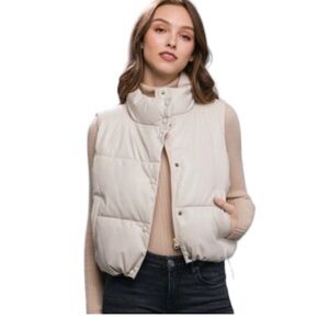 NWOT faux letter puffer vest